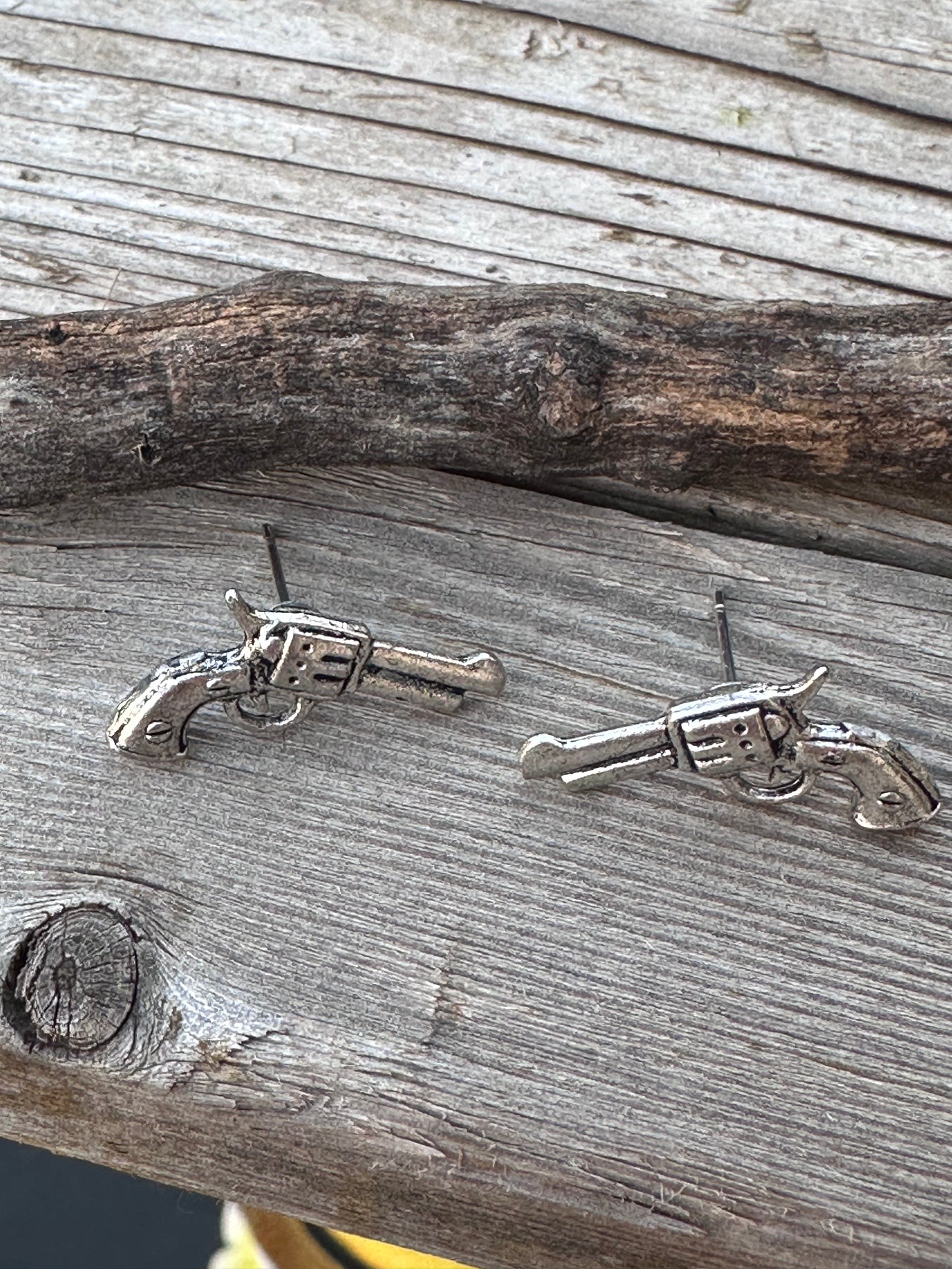 Stainless Steel Gun Pistol Stud Earrings