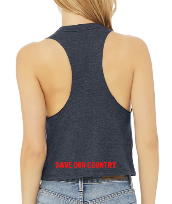 Vote Republican Save AmericaNavy Women's Cropped Tank